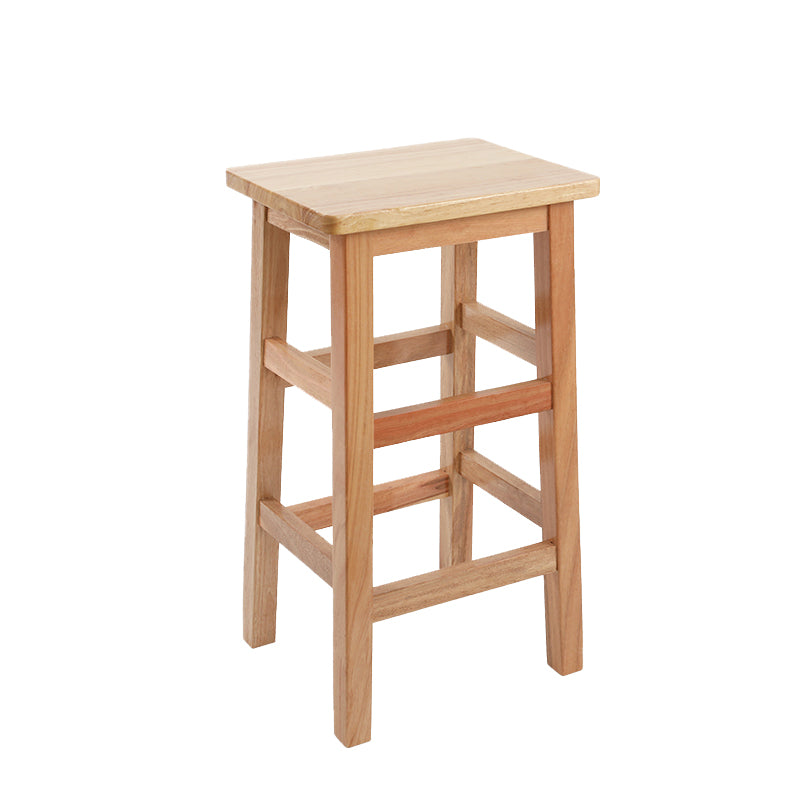 Solid Wood Bar Stool Footrest Armless Counter Stool for Dining Room