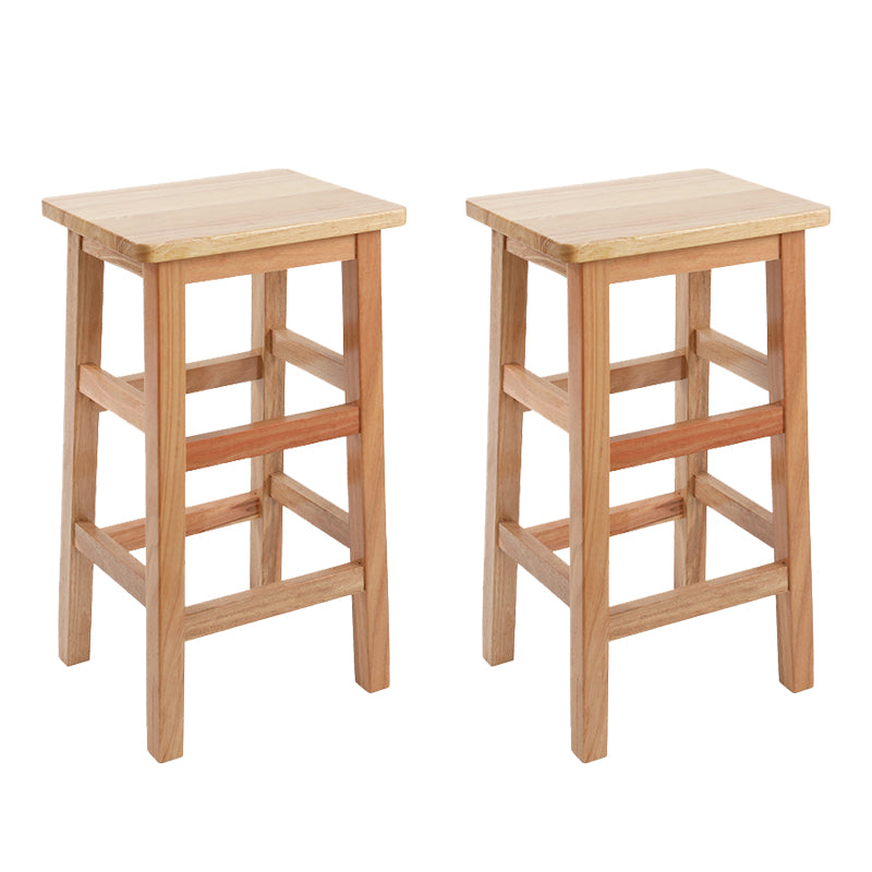 Solid Wood Bar Stool Footrest Armless Counter Stool for Dining Room