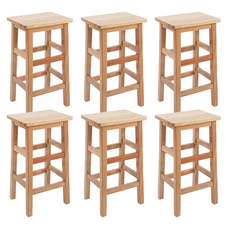 Solid Wood Bar Stool Footrest Armless Counter Stool for Dining Room