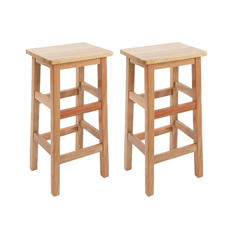 Solid Wood Bar Stool Footrest Armless Counter Stool for Dining Room