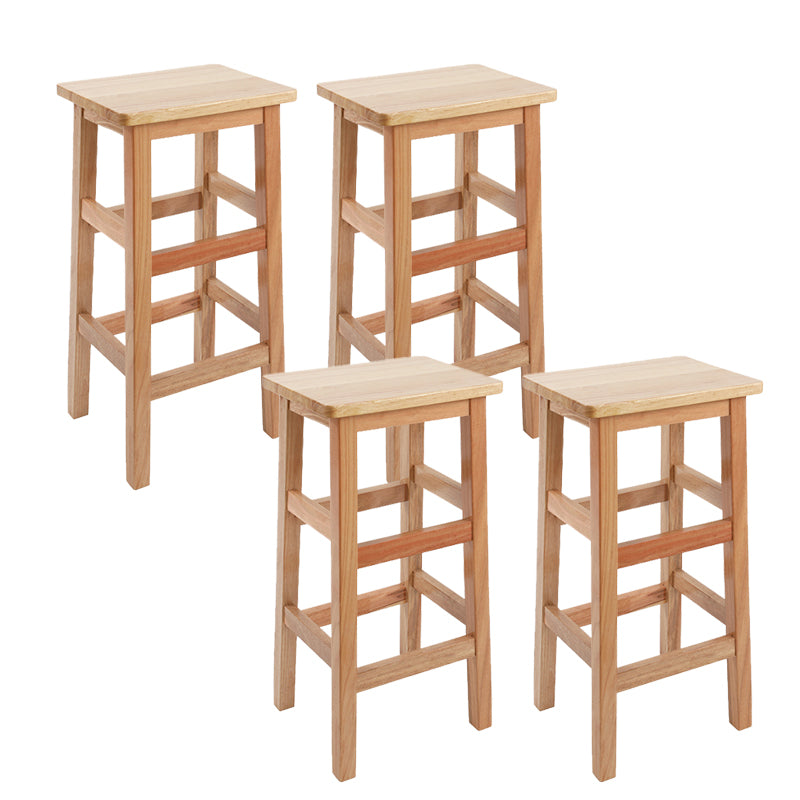 Solid Wood Bar Stool Footrest Armless Counter Stool for Dining Room