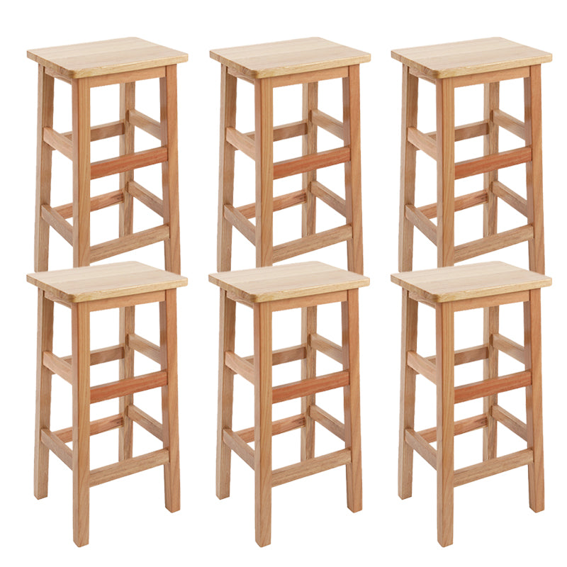 Solid Wood Bar Stool Footrest Armless Counter Stool for Dining Room