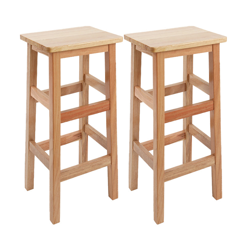 Solid Wood Bar Stool Footrest Armless Counter Stool for Dining Room