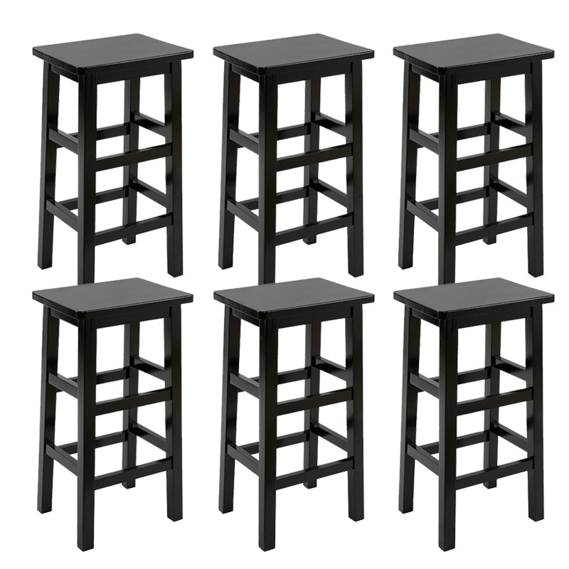 Solid Wood Bar Stool Footrest Armless Counter Stool for Dining Room