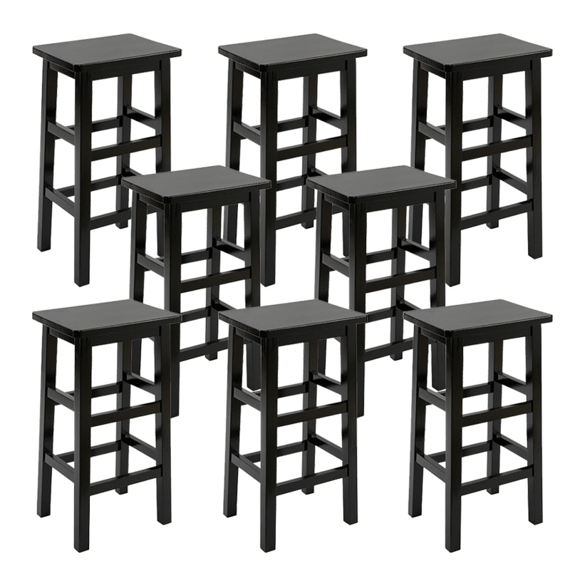Solid Wood Bar Stool Footrest Armless Counter Stool for Dining Room