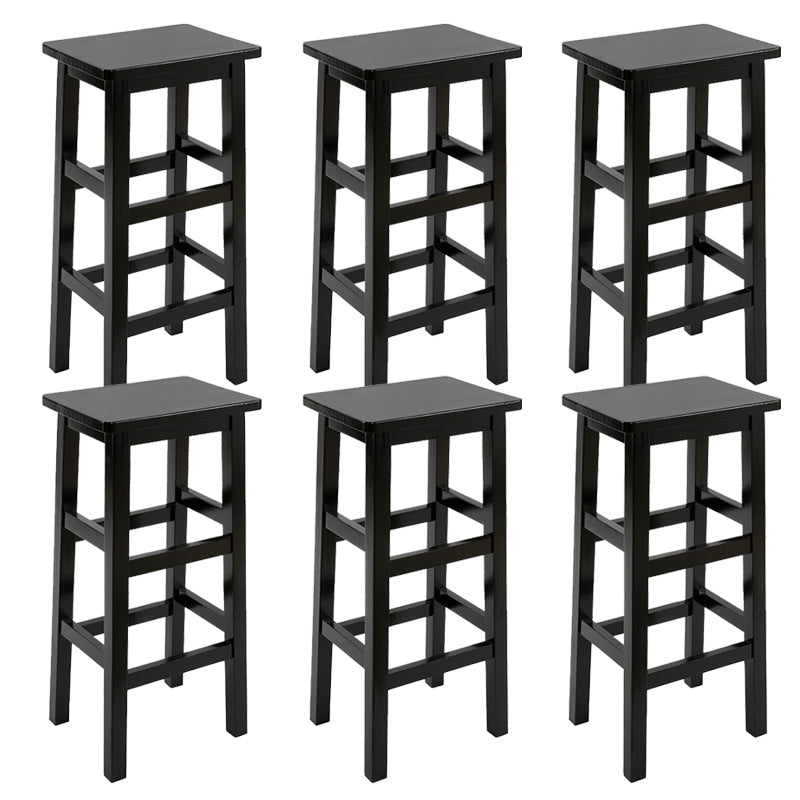 Solid Wood Bar Stool Footrest Armless Counter Stool for Dining Room