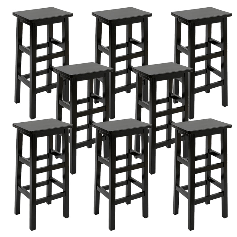 Solid Wood Bar Stool Footrest Armless Counter Stool for Dining Room