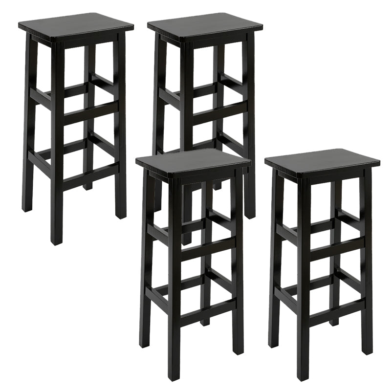 Solid Wood Bar Stool Footrest Armless Counter Stool for Dining Room