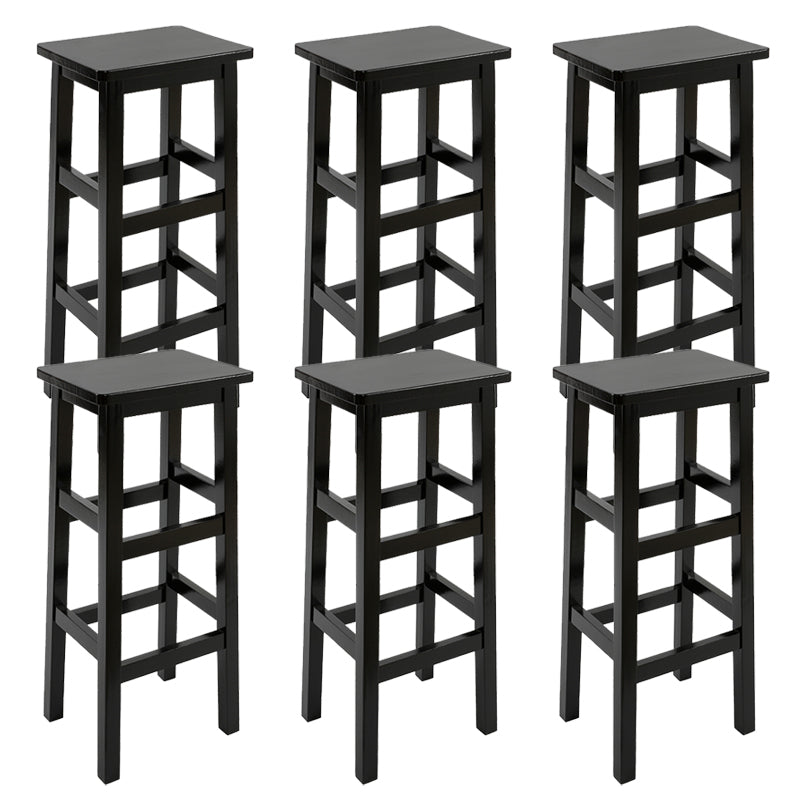 Solid Wood Bar Stool Footrest Armless Counter Stool for Dining Room