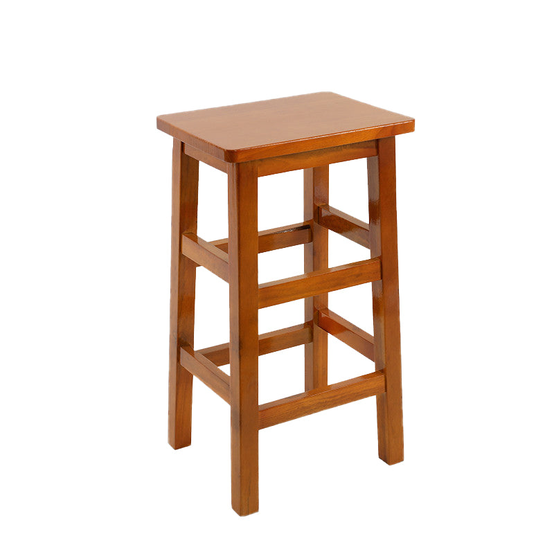 Solid Wood Bar Stool Footrest Armless Counter Stool for Dining Room