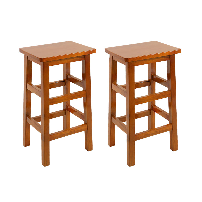 Solid Wood Bar Stool Footrest Armless Counter Stool for Dining Room