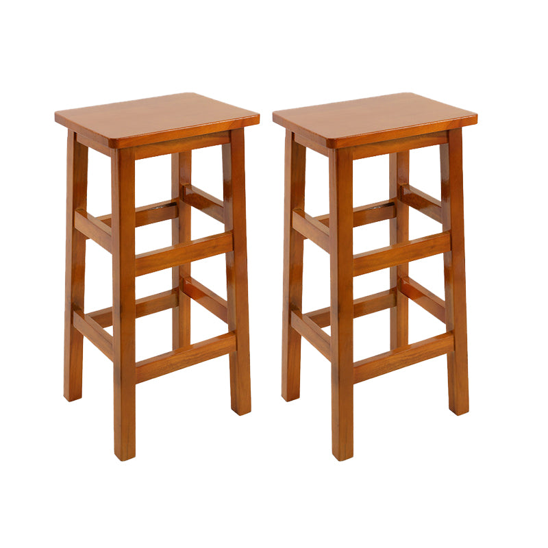 Solid Wood Bar Stool Footrest Armless Counter Stool for Dining Room