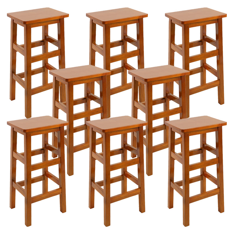 Solid Wood Bar Stool Footrest Armless Counter Stool for Dining Room