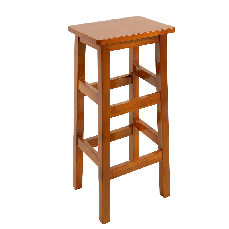 Solid Wood Bar Stool Footrest Armless Counter Stool for Dining Room