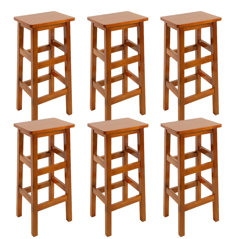Solid Wood Bar Stool Footrest Armless Counter Stool for Dining Room
