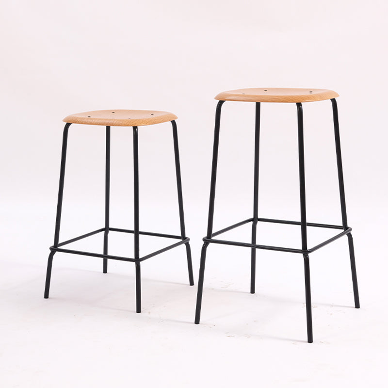 Solid Wood Counter & Bar Stools Modern Indoor Stools with Metal Base