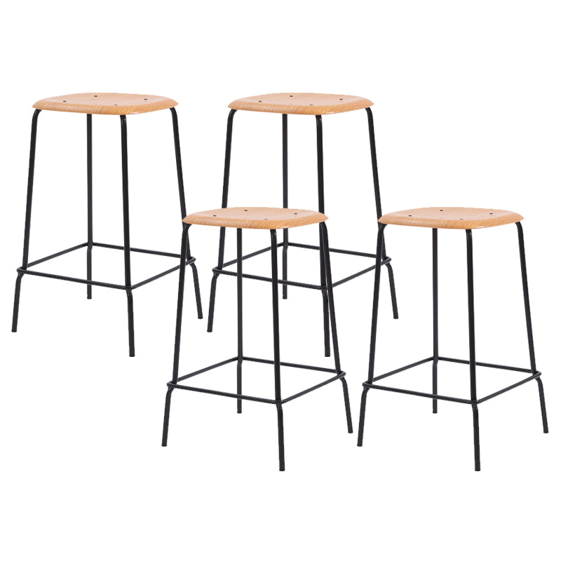Solid Wood Counter & Bar Stools Modern Indoor Stools with Metal Base