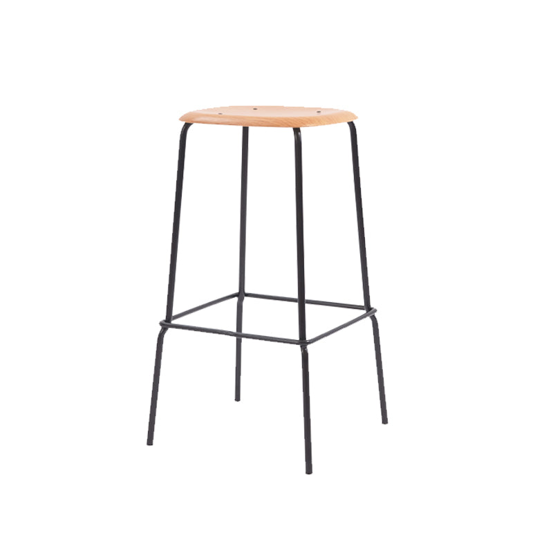 Solid Wood Counter & Bar Stools Modern Indoor Stools with Metal Base