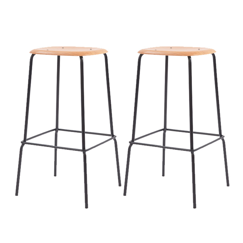 Solid Wood Counter & Bar Stools Modern Indoor Stools with Metal Base