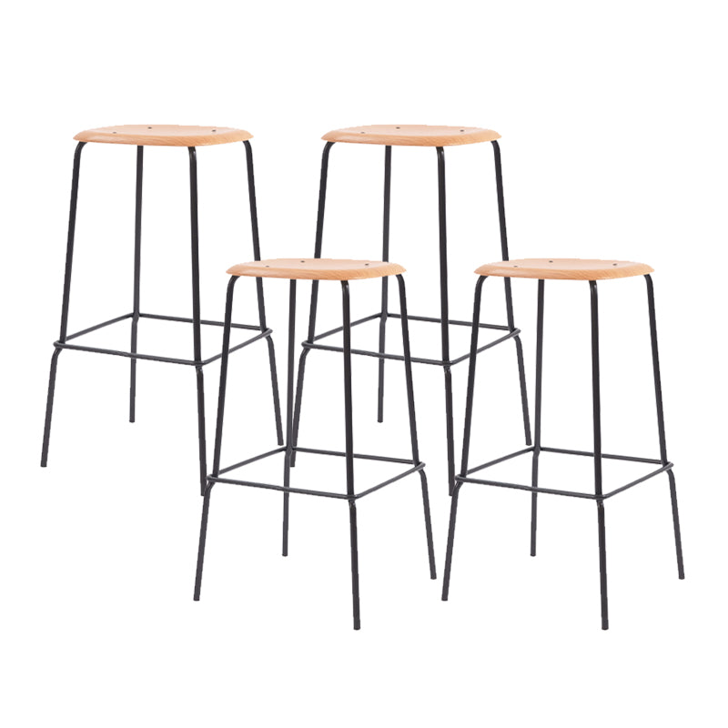 Solid Wood Counter & Bar Stools Modern Indoor Stools with Metal Base