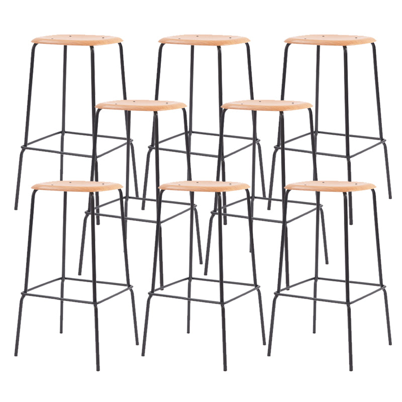 Solid Wood Counter & Bar Stools Modern Indoor Stools with Metal Base