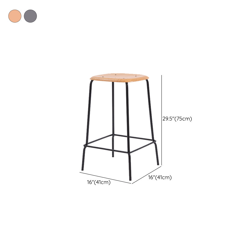 Solid Wood Counter & Bar Stools Modern Indoor Stools with Metal Base