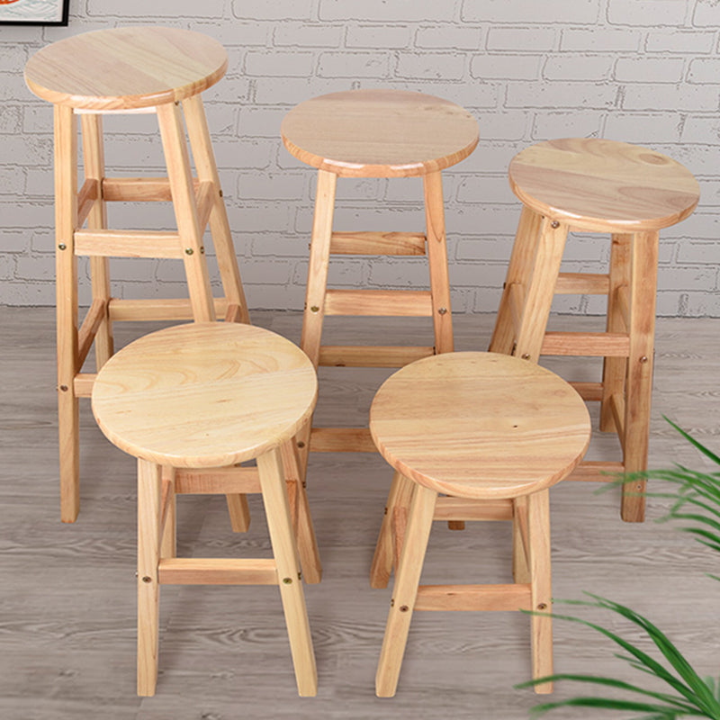 Light Wood Finish Counter & Bar Stools Modern Indoor Stools with 4 Legs