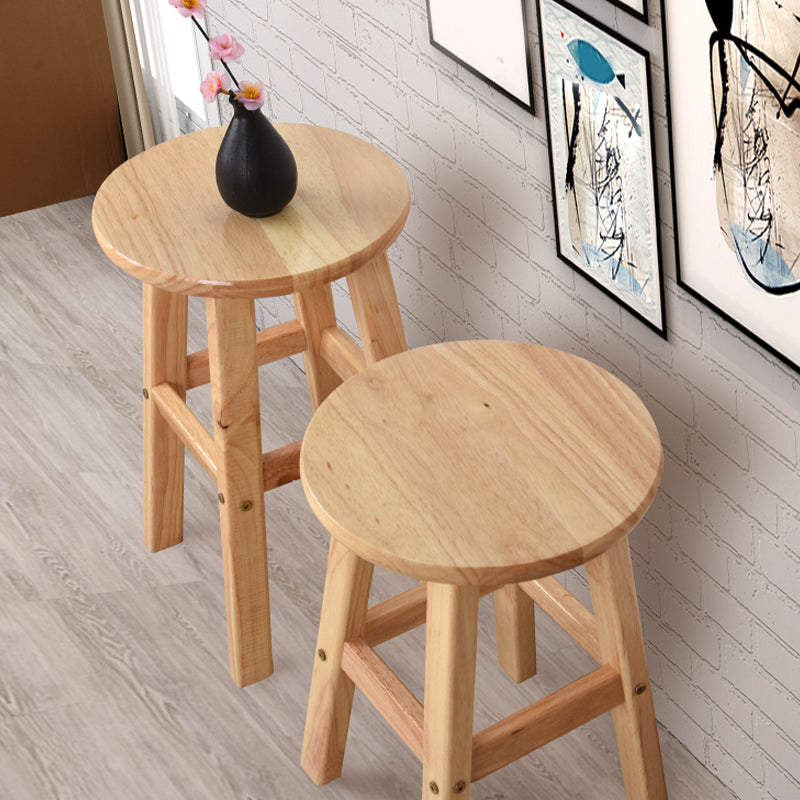 Light Wood Finish Counter & Bar Stools Modern Indoor Stools with 4 Legs