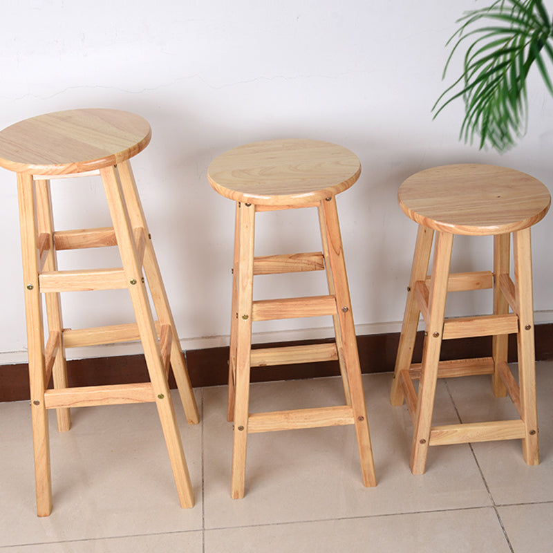Light Wood Finish Counter & Bar Stools Modern Indoor Stools with 4 Legs