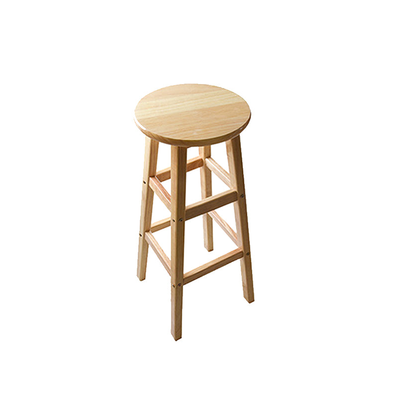 Light Wood Finish Counter & Bar Stools Modern Indoor Stools with 4 Legs