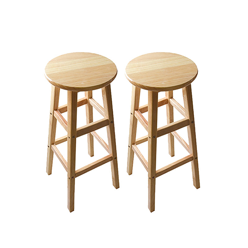 Light Wood Finish Counter & Bar Stools Modern Indoor Stools with 4 Legs