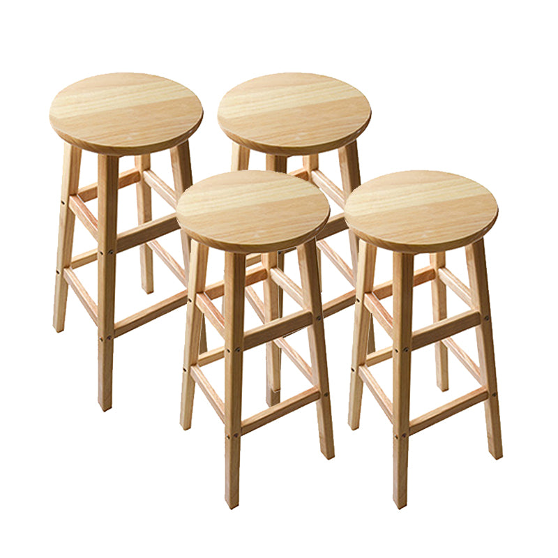 Light Wood Finish Counter & Bar Stools Modern Indoor Stools with 4 Legs
