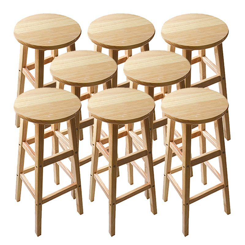 Light Wood Finish Counter & Bar Stools Modern Indoor Stools with 4 Legs