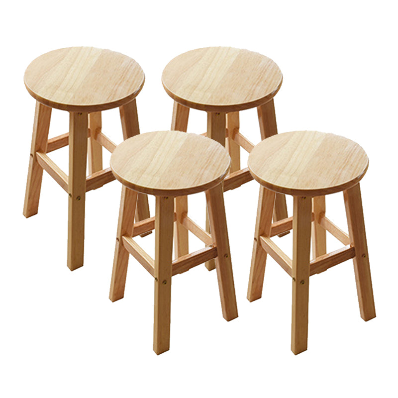 Light Wood Finish Counter & Bar Stools Modern Indoor Stools with 4 Legs