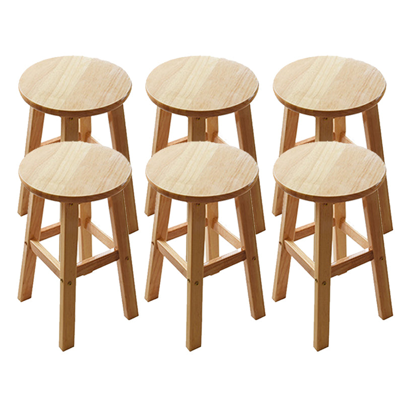 Light Wood Finish Counter & Bar Stools Modern Indoor Stools with 4 Legs