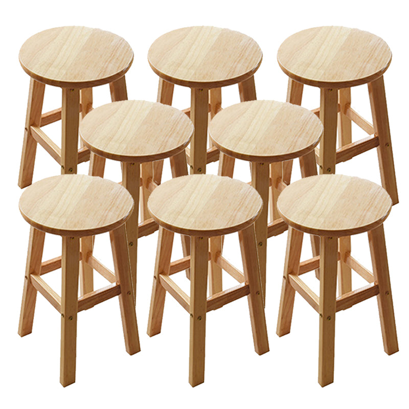 Light Wood Finish Counter & Bar Stools Modern Indoor Stools with 4 Legs