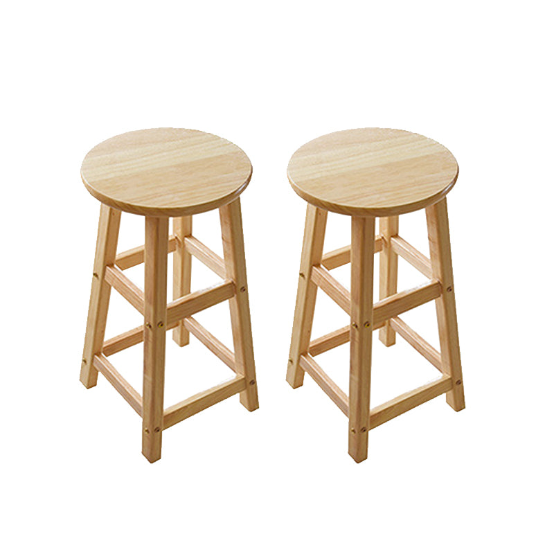 Light Wood Finish Counter & Bar Stools Modern Indoor Stools with 4 Legs