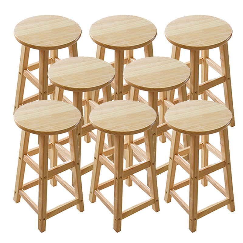 Light Wood Finish Counter & Bar Stools Modern Indoor Stools with 4 Legs