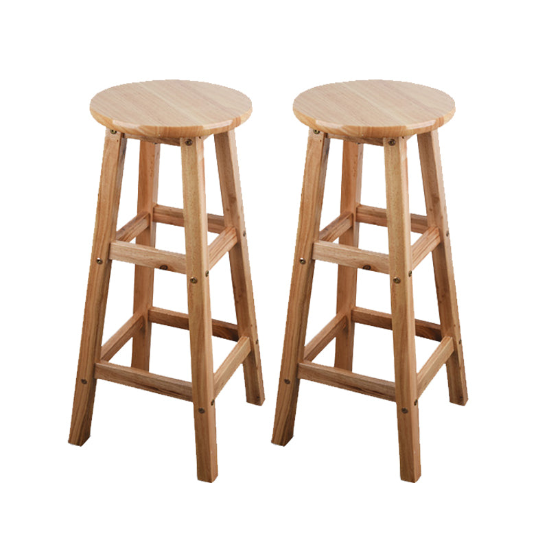 Light Wood Finish Counter & Bar Stools Modern Indoor Stools with 4 Legs