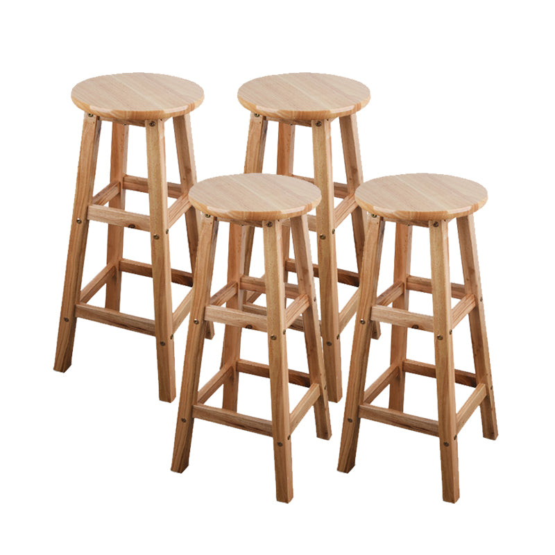 Light Wood Finish Counter & Bar Stools Modern Indoor Stools with 4 Legs