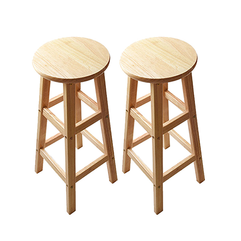 Light Wood Finish Counter & Bar Stools Modern Indoor Stools with 4 Legs
