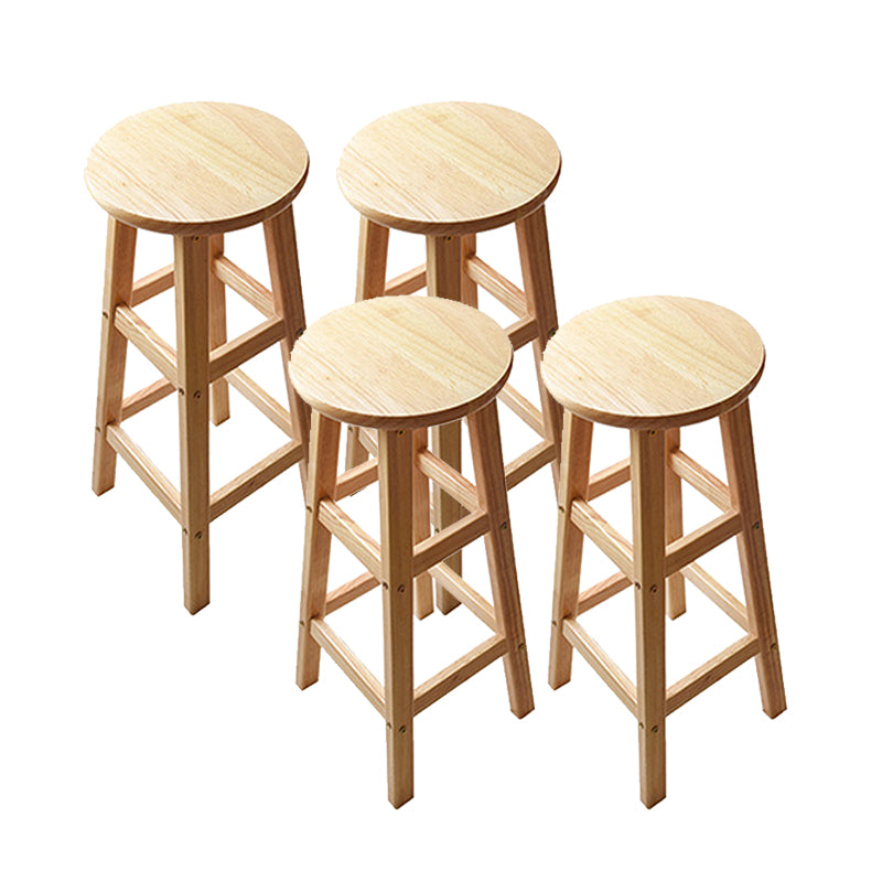 Light Wood Finish Counter & Bar Stools Modern Indoor Stools with 4 Legs