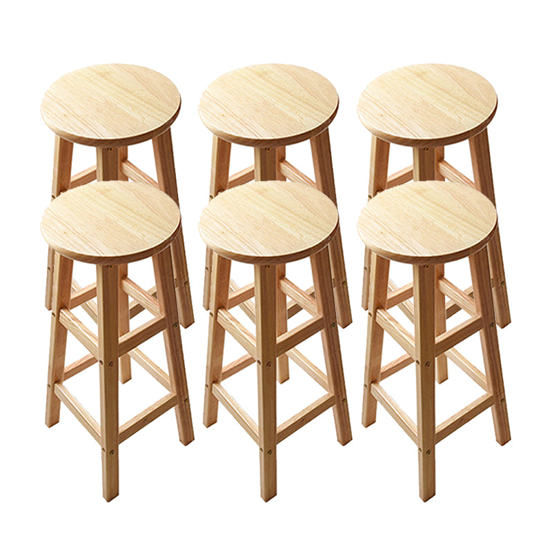 Light Wood Finish Counter & Bar Stools Modern Indoor Stools with 4 Legs