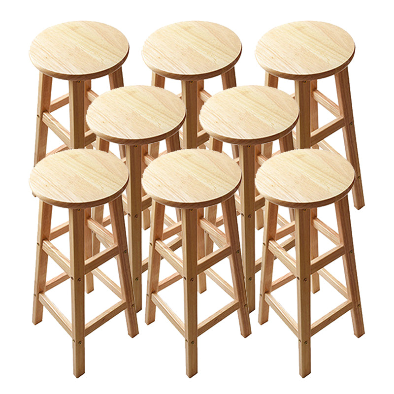 Light Wood Finish Counter & Bar Stools Modern Indoor Stools with 4 Legs