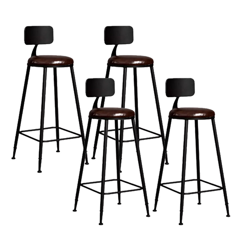 Industrial Dining Stools Armless Bar Stools with Black Metal Base