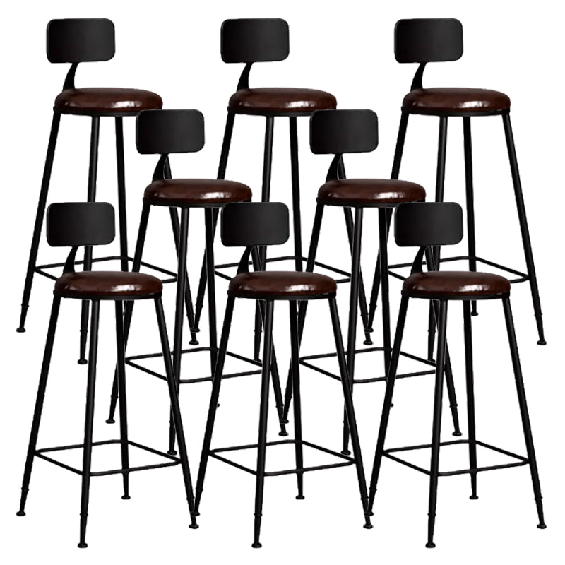 Industrial Dining Stools Armless Bar Stools with Black Metal Base