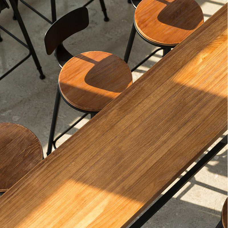 Industrial Dining Stools Armless Bar Stools with Black Metal Base