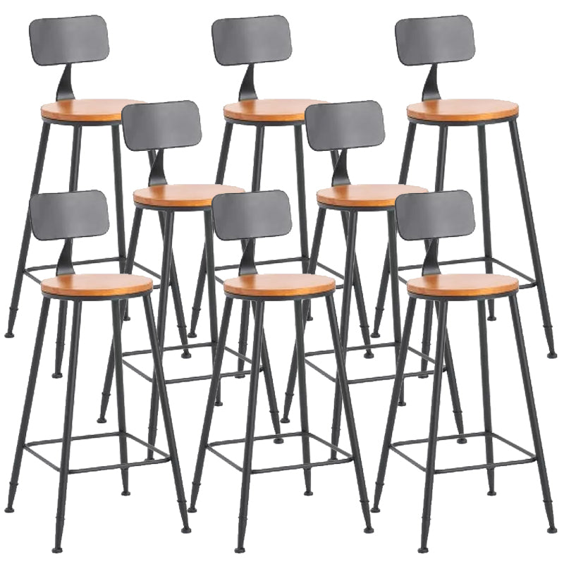 Industrial Dining Stools Armless Bar Stools with Black Metal Base