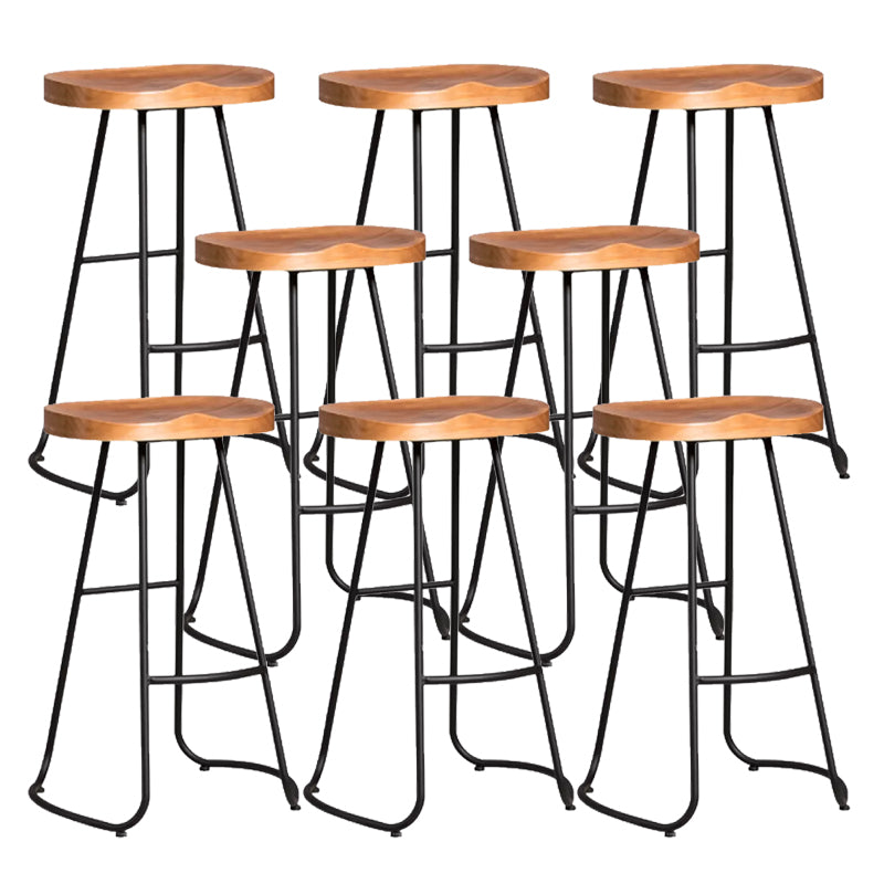 Industrial Dining Stools Armless Bar Stools with Black Metal Base