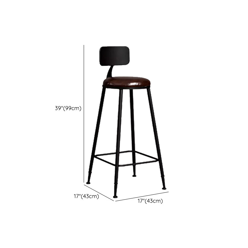 Industrial Dining Stools Armless Bar Stools with Black Metal Base
